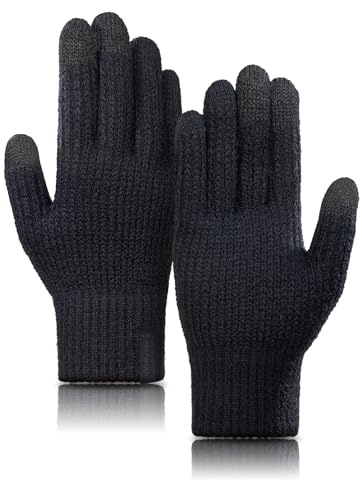 TRENDOUX Warme Handschuhe Herren Damen Winter: Verdickte Merino Wolle Touchscreen Handschuhe