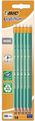 Bleistift BIC Evolution Original 655 HB mit Gummi 10 Stück Blister