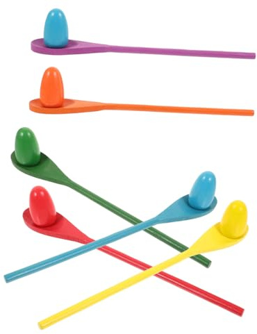 SOPOTUTU 6ensembles Jeu Équilibre Jeu De Cuillère à Œufs Bois Jouet Entraînement pour Garçon Fille Jouet Entraînement Sensoriel