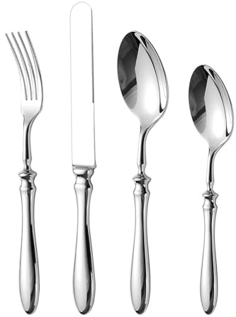 Besteck-Set Polierter Edelstahl Besteck Steakmesser Gabel Löffel