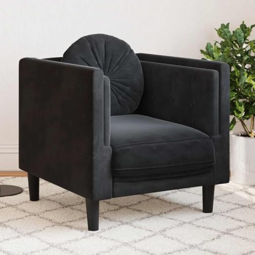 WEMYUFURN Samt Sessel XXL mit dick gepolstertem Sitz und Rückenlehne, moderner Velours Stoff Sessel für Wohnzimmer, bequemer Lesesessel mit Stützbeinen und rundem Kissen, hohe