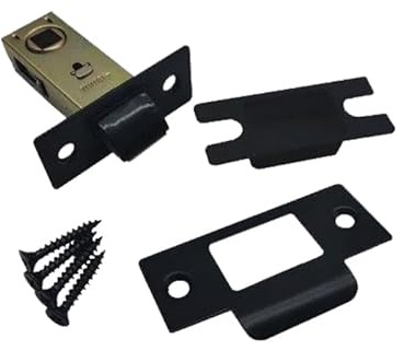 Forgeworks Thin Frame Quiet Short Internal Door Latch 40mm, Matt Black | Includes matching fixings and keep, with a 53mm maximum depth suited for modern industrial-style doors.