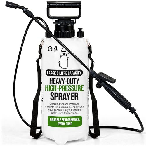 G4GADGET 8L Garden Pressure Sprayer Pump Action – Weed Killer Sprayer, Water Spray Bottle with Adjustable Nozzle, Shoulder Strap & Lance – Garden Sprayer for Fertiliser, Pesticides, Cleaning & Plants