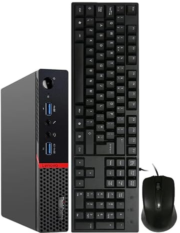 Lenovo ThinkCentre M700 Tiny Desktop, Intel Core i7-6700T, 16 GB di RAM, SSD da 256 GB, WiFi, Bluetooth, tastiera US QWERTY, Windows 11 Pro (ricondizionato)