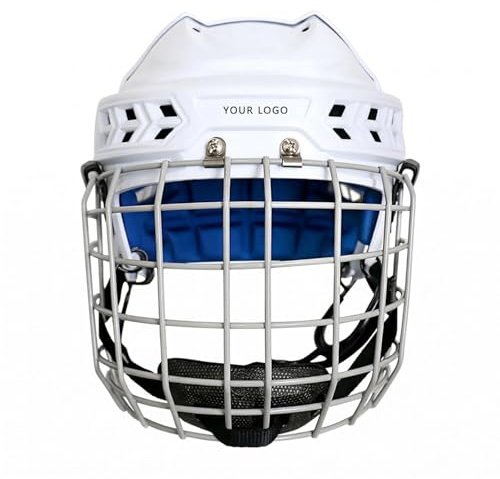 Hockey Helmet with Cage, Impact-Absorbing Ventilated Shell for Ice Rink