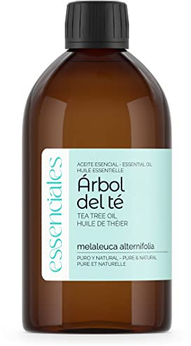 Essenciales - Aceite Esencial de Árbol de Té BIO, 100% Puro y con Certificado ECOLÓGICO, 500ml | Aceite Esencial Melaleuca Alternifolia - Tonificante, Antiséptico y Antifúngico