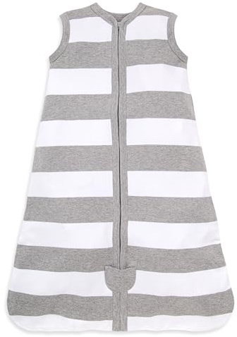 Burt's Bees Baby Unisex Beekeeper Blanket, 100% Organic Cotton, Swaddle Transition Sleeping Bag Wearable, Rugby Stripe Heather Grey, Medium US
