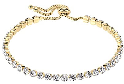 Bungsa Damen-Armkette Tennisarmband Multikristall aus 316L Edelstahl (Gold)