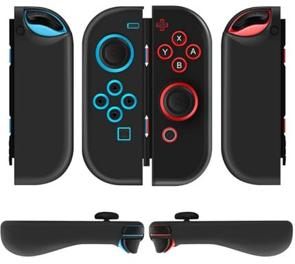 TNP Switch Joy Con Hülle für Nintendo Switch Joy Con Controller, Silikon Grip Skin Cover Case für Joycon Controller, Silikonhülle/Schutzhülle mit Joystick Kappen, Spielzubehör, 2er-Set, Schwarz