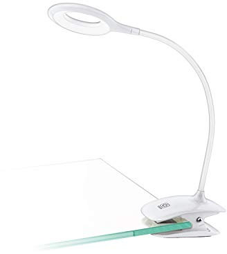 EGLO LED Klemmlampe Cabado mit Akku, Klemmleuchte mit Touch, neutralweiß, dimmbar, Schreibtischlampe aus Kunststoff, Klemmspot in Weiß, LED Leselampe mit Klemme