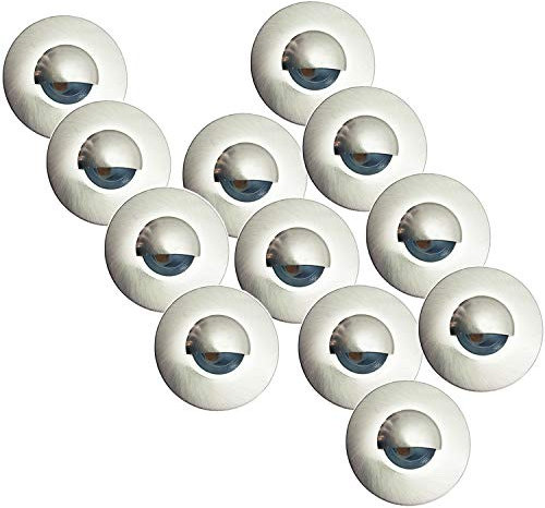 3 Pack | 12x Round LED Eyelid Plinth Light Kit | Stainless Steel & Natural White | Bathroom & Kitchen Skirting Kickboard Spot Lights | Recessed/Flush Cabinet Counter Panel Lighting