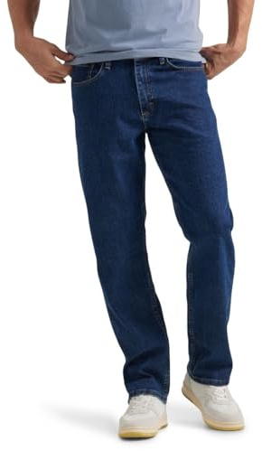 Wrangler Authentics Men's Comfort Flex Waist Relaxed Fit Jean, Dark Stonewash, 44W x 29L