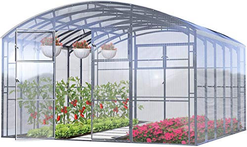 Greenhouse Serre de Jardin Polycarbonate Ruby Pro 4x8 Mètres Cadre de Acier Galvanisé avec Panneaux Transparent 4mm Diverses Modèles et Tailles
