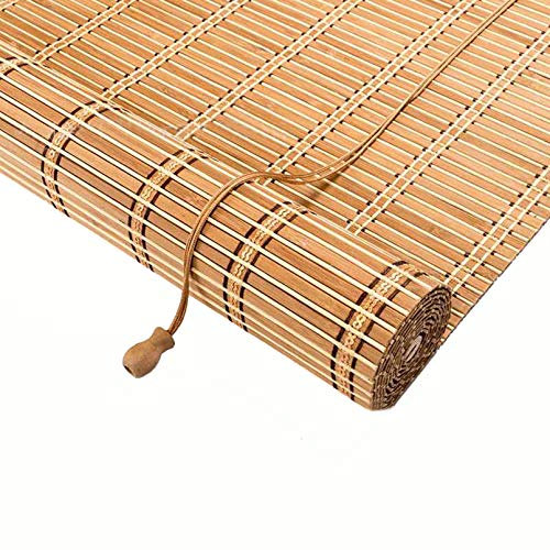 Natürliche Bambus-Rollo Raffrollo,Pavillon Patio Bambusjalousien Rollläden mit Haken,Sichtschutz Rollo für Fenster und Türen,für raumhohe Fenster/Restaurant/Korridor,Anpassbar (100x180cm/39x71in)