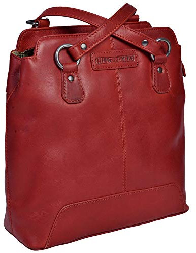 Hill Burry Leder Rucksack Damen Schulrucksack Reiserucksack Tagesrucksack Casual Backpack Daypacks Rot