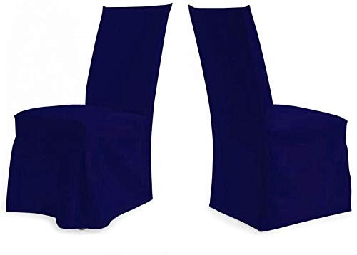 TexDeko Universal Stuhlhusse - Modell Paris - Dunkelblau waschbar, Blickdicht, strapazierfähig Stuhlbezug Premium Qualität Made in EU