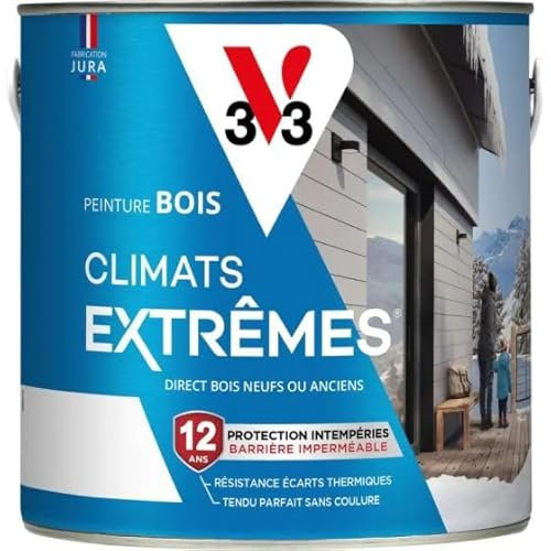 Peinture Bois Climats Extrêmes 2 L Climats Extremes V33 - Couleur: Blanc RAL9016 mat