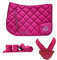 Equipride Schabracke mit passendem Fliegenschleier & Bandagen pink (voll/cob)
