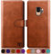 SUANPOT [RFID Schutz für Samsung Galaxy S9 Hülle PU Leder Handyhülle Lederhülle Klapphülle Kartenfach Flip Cover für Samsung S9 Handy hülle Leather Wallet Phone Case Hellbraun