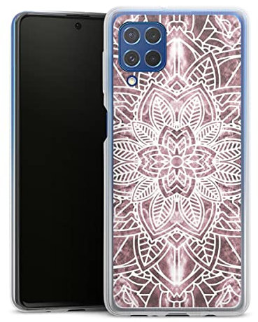 Custodia di Silicone Compatibile con Samsung Galaxy M 62 Custodia Trasparente Cover per Smartphone Trasparente Fiore Mandala Design