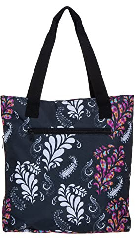 Elephant Handtasche Damen Mädchen Shopper Black Paisley A4 groß Freizeittasche Sport Freizeit Schwimmen Tasche Einkaufstasche 3777 Schwarz