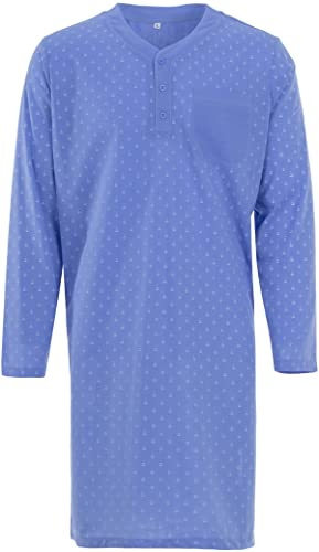 Herren Nachthemd 1/1 Arm Druck mit Brusttasche Langarm Schlafshirt