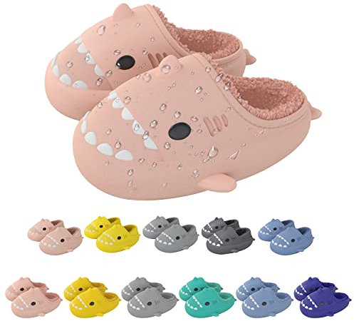 bolukets Pantofole Squalo Donna Ciabatte Uomo Invernali Pelose Ciabatte Squalo Uomo Inverno Impermeabili Pantofole da Casa con Suola Spessa Comode Antiscivolo Lavabili,Rosa,38/39 EU