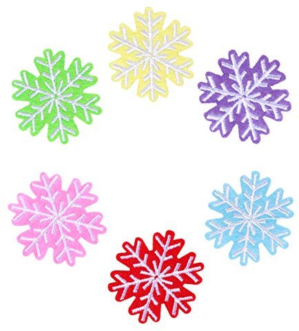 FARUTA 60 Stück Weihnachts-Aufnäher zum Aufbügeln, Schneeflocken-Aufnäher, bestickt, Aufnäher, für Weihnachten, Kostüme, Dekoration, zufällige Farbe