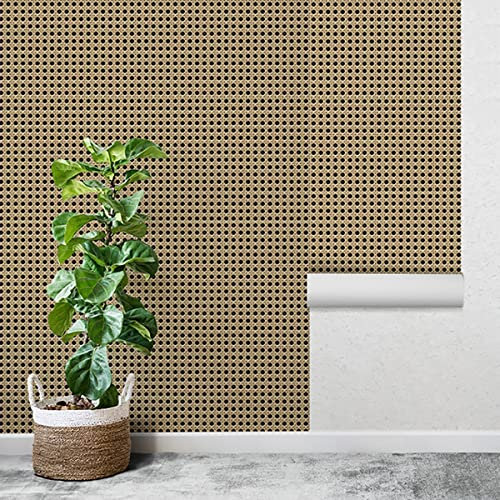 Papier Peint en rotin, Papier Peint Amovible, Papier Peint imperméable, for Meubles de Salle de Bain, Papier Peint Auto-adhésif Convivial for Les locataires.