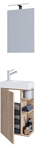 3-TLG Set | Waschplatz für Gäste WC | Gästebad Toilette | Waschtisch mit Spiegel | Badmöbel Badezimmer Set – Lumia