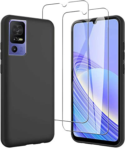 JDXHFF Cover Compatibile con TCL 40 SE (6.75) e 2 Pezzi Pellicola Protettiva in Vetro Temperato - Nero Morbido Silicone Custodia Protettivo TPU Protezione Case Black