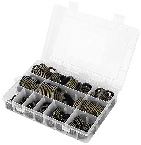 Bague d'étanchéité, 240 Pièces en Métal en Caoutchouc, Joint D'huile, Joint de Bouchon de Vidange, Combinaison en Boîte 6/8/10/12/14/16/18/20/22/24/27/30 Mm, Rondelles d'étanchéité