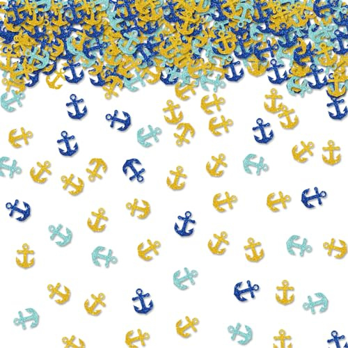 100 Stück Anker-Konfetti, buntes Glitzer, nautisches Tischkonfetti für Brautparty, Anker-Ruder, Papierstreuung, Ozean-Segeln, Geburtstag/Junggesellinnenabschied, Tischdekoration
