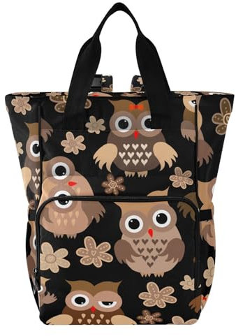 MCHIVER Niedliche Eule Wickeltasche Rucksack Große Kapazität Babytaschen mit Isolierten Taschen Mutterschaft Mama Tasche für Baby Junge Baby Mädchen, Eulenmotiv