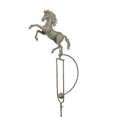 Red Carpet Studios Garden Stake Metal Rocker Gardening Yard Art, 60.75 Inches Tall, Patina Horse