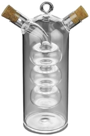 rongweiwang Einzigartige Menage Flasche mit Korkstopfen für einfaches Ausgießen und elegantes Essen, Soße, Öl, Essig, Glasflasche, Glas, 2 in 1