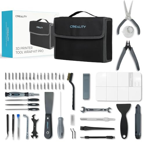 Creality Official 3D Printer Tools Wrap Pro Kit, 74 Pieces in 1 Assembly/Removal/Finishing/Filament Cutting Tool with Nozzle Cleaning Kit, Needle Nose Plier, Screwdriver Kit, Tool Storage Bag ect