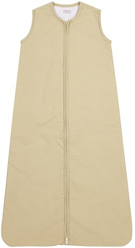 Meyco Baby Woven Uni Sac de couchage pour bébé, sac d'éveil (100% coton, doux pour la peau, forme sûre, longue fermeture éclair, sac de couchage d'été pour bébé, taille : 110 cm), Sable