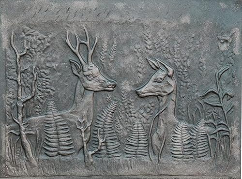 Lunaway - Dekorplatte REH aus Gusseisen für Kaminverkleidung (80 x 60 cm | | Dicke 1,2 cm)