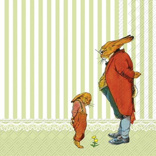 IHR - L 1032320 - Lunch Servietten, Papier, 20 Stück, Ostern, Hasenlehrer mit Hasenmax, 33cm x 33cm, 3 Lagig