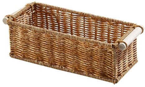 perfk Cestas de Mimbre de imitación para organizar cestas Tejidas largas y estrechas, rectangulares, para Bar, baño, Dormitorio, Mesa de Centro, L