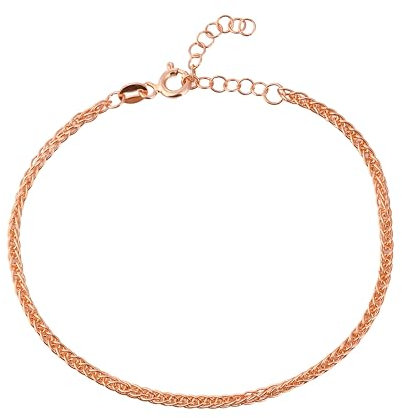 Einzelstück® Armband Woven I 925 Sterling Silber 14K Roségold vergoldet I Silberarmband geflochten I Armschmuck Damen I Antiallergen & nickelfrei (Rosegold)