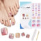 Boloshine Semi Cured Gel Toenail Strips, 26PCS Full Cover Self Adhesive Toe Nail Polish Strips Manicure Stickers, Salon-Quality Long Lasting Pedi Nail Wrap (Fantasy Rainbow)
