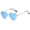 WDZAYXC Polarisierte Herz geformte Sonnenbrille für Damen Vintage Metallrahmen Nette Gläser für Party und Festival(Silber/Blau Reflexion)