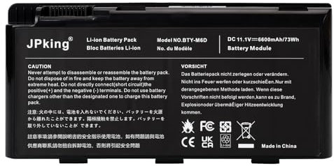 JPking BTY-M6D Laptop Akku für MSI GT60 GT70 GT660 GT680 GT680R GT683 GT683DX GT683DXR GT683R GT780 GT780D GT780DX GT780DXR GX780 GX60 GX70, Medion Erazer X6812 X6813 X6817 X6819 X7817