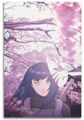 NHDERYBNF Anime-Poster, Motiv: Hyuga Hinata aus Naruto: Shippuden, dekoratives Gemälde, Leinwand-Wandposter, Kunstdruck, für moderne Familien-, Schlafzimmer, 20 x 30 cm