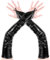 Yolev Fingerlose Handschuhe Lang Damen Leder Schwarz Metallhandschuhe Ellenbogenlange Lange Handschuhe Schwarz Damen Party Halloween Cosplay 980er Jahre Alien Kostüm Zubehör Braut Hochzeit Weihnachten
