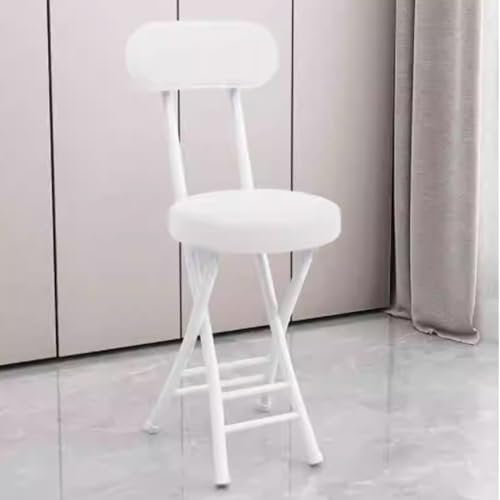 IMUNKT Sedia Pieghevole in Pelle PU, Sgabello da Bar con Schienale E Seduta Imbottiti, Sgabello da Cucina Pieghevole Altezza 45 Cm, Sedie da Pranzo Semplici, Sgabello da Bistrot(White)
