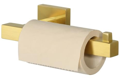 Mooche Porte Rouleau Papier Toilette, Longeur 18 CM, Papier Toilette Mural pour Salle de Bain/Cuisine, en Acier Inoxydable SUS 304, Antirouille et Pratique, Couleur Or (Carré)
