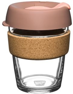 KeepCup Brew Cork - Reusable Coffee Cup Tempered Glass and Natural Cork, M 12oz/340ml - Frappe